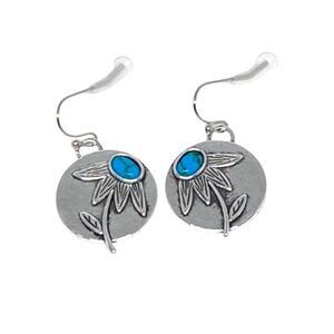 Silver Howlite Nugget Earrings .925 Sterling Silver #395